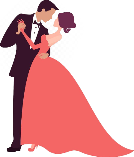 Bride and groom dancing silhouette